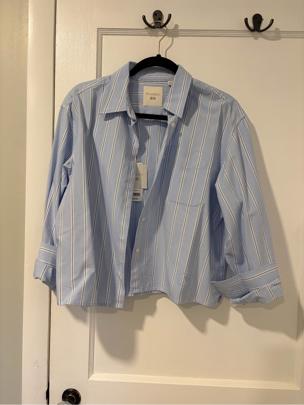 JW ANDERSON Light Blue and White Striped Shirt